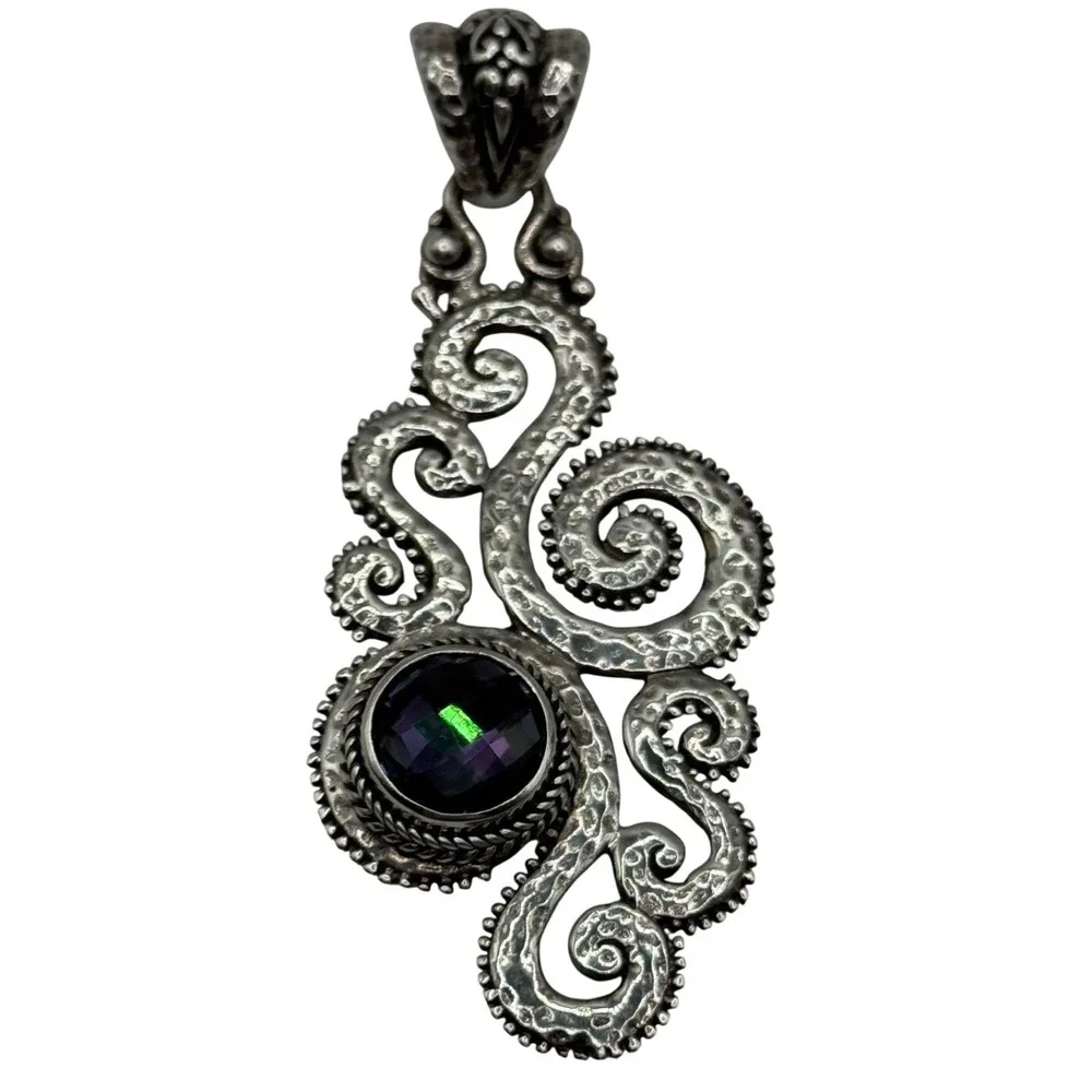 Sarda Sterling Silver Mystic Quartz Swirl Design Pendant